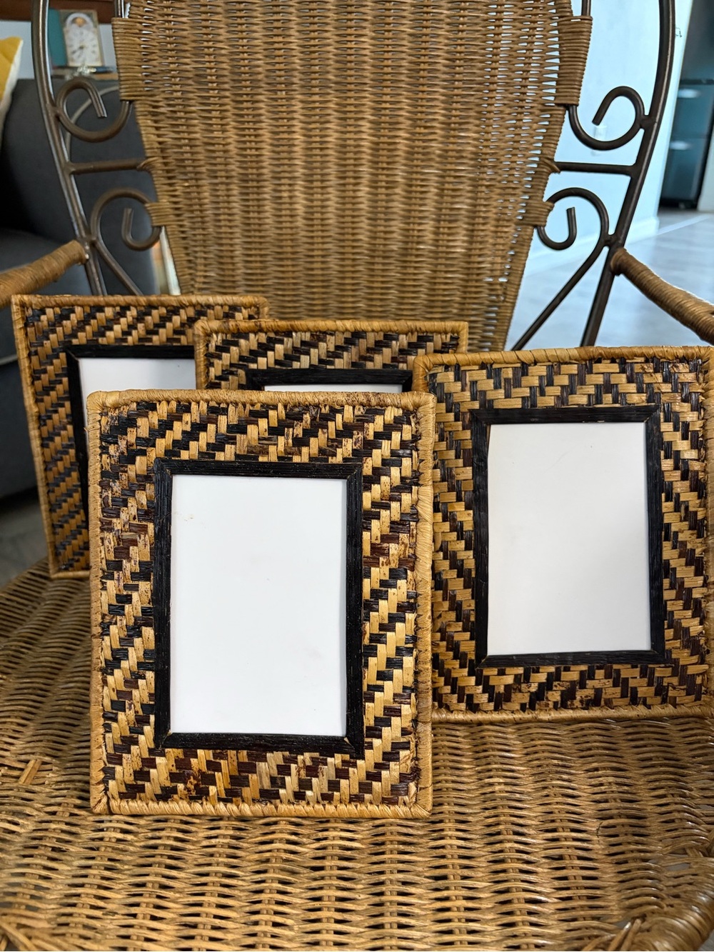 Handwoven Wicker Picture Frames - Natural Brown (Set of 4)